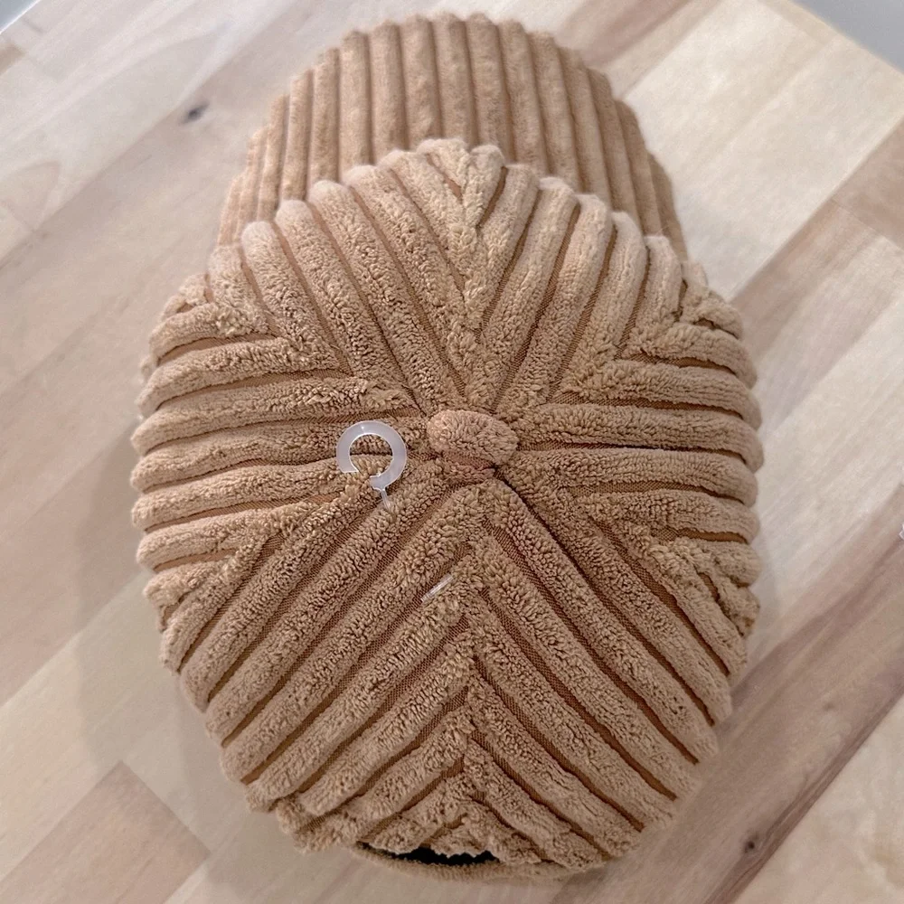 New! Brown Plush Corduroy Baseball Cap Adjustable Velcro Strap Back in Tan - Picture 4 of 12